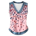thumbnail image 4 of Women 4th of July V-neck Tank Top Anniversary Print Shirt Going Out Tops for Women Summer Patriotic Tops Summer Baggy Tops American Flag T-shirt Summer Shirts Pink 3XL, 4 of 5