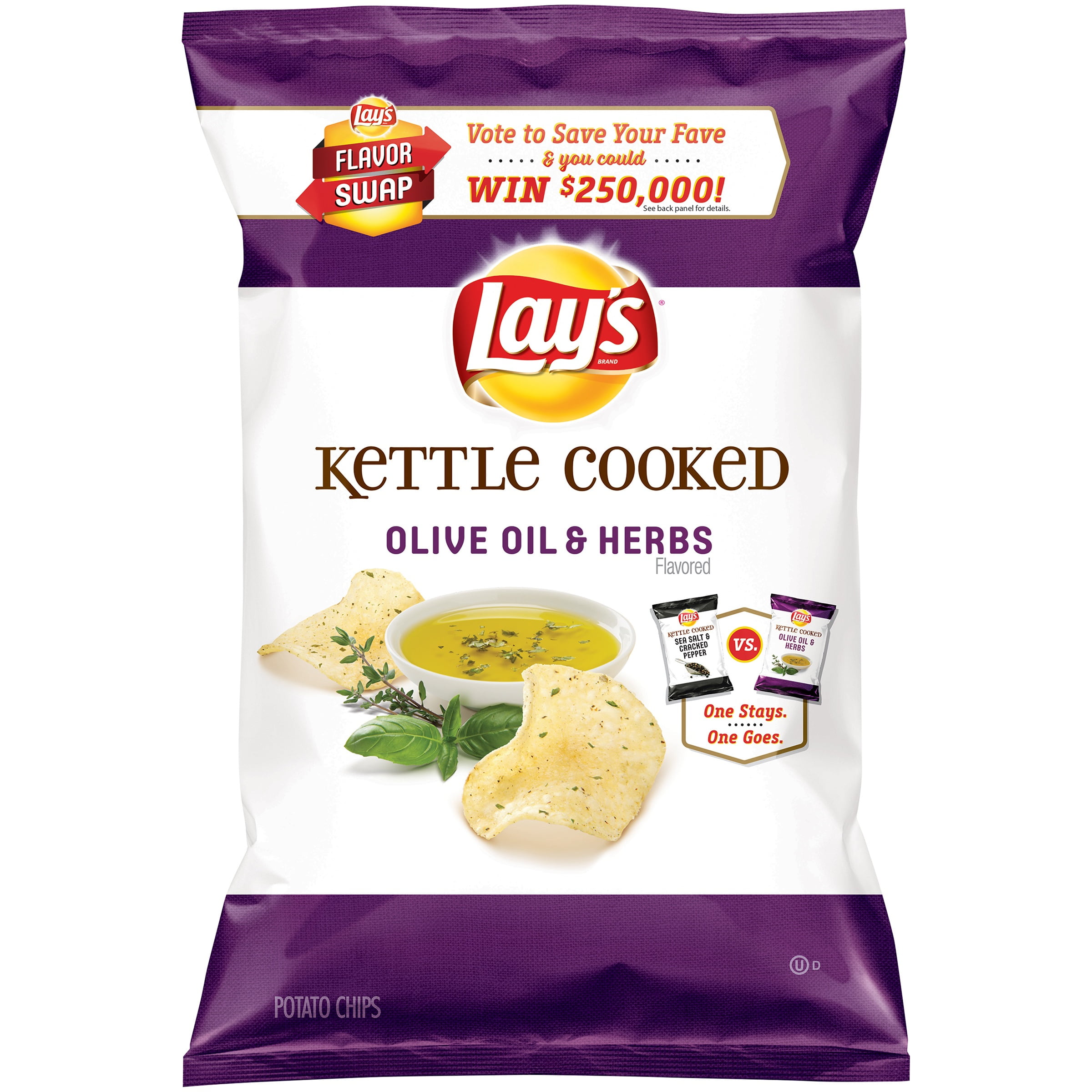 Lay's Kettle Cooked Olive Oil & Herbs Potato Chips 2.75 oz. Bag
