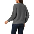 thumbnail image 2 of INSPIRE CHIC Women's Open Front Long Sleeve Knit Casual Cardigan with Pockets L Dark Grey, 2 of 5