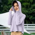 thumbnail image 4 of Sexlip Women Full Face Cover Hooded Sun Protection Jacket Full Zip Long Sleeve Cropped Ice Silk Lightweight Breathable Outdoor Cycling Fishing Outer Coat With Thumb Holes Purple Free Size, 4 of 6