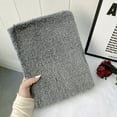 thumbnail image 2 of Allytech Furry Case for Apple iPad 9.7" 2018/2017 6th 5th Generation, iPad Air 1 2 Case, Slim Fit Kickstand Faux Fur Plush Flip Cover Case for Apple iPad 9.7"  Tablet - Gray, 2 of 5