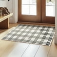 thumbnail image 3 of My Magic Carpet 3'x5' Machine Washable Kitchen Entryway Bedroom Area Rug - Plaid Black And Cream, 3 of 6