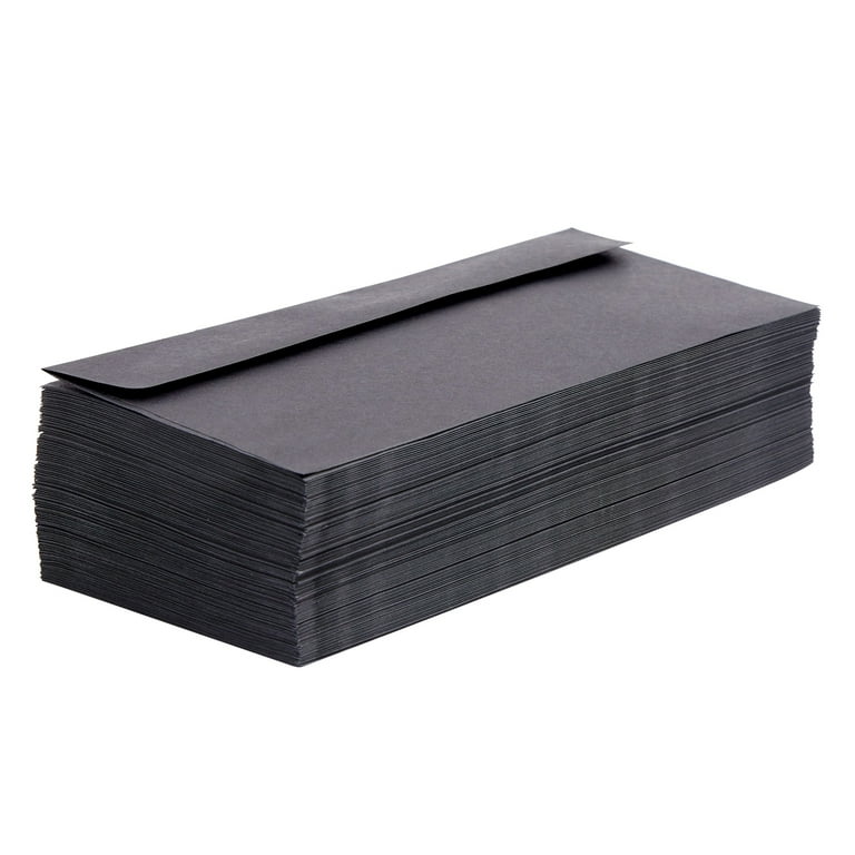 Juvale #10 Black Business Envelopes - Value Pack Square Flap Envelopes - 4 1/8 x 9 1/2 Inches - 100 Count, Black