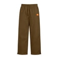 thumbnail image 3 of Men's Casual Straight-Leg Sweatpants Elastic High Waist Drawstring Casual Trousers with Side Slits Stylish Trendy Solid-Color Trousers Featuring a Leather Patch Brown 3XL, 3 of 6