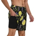 thumbnail image 3 of Picia Lavender Flowers pattern Mens Swim Trunks with Compression Liner Stretch Beach Shorts Quick Dry with Zipper Pockets No-Chafing Board Shorts-3X-Large, 3 of 9