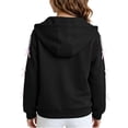 thumbnail image 6 of FAVIPT Girls Zipper Hoodies Side Ribbon Bow Long Sleeve Hooded Sweatshirt with Kangaroo Pocket Casual Cute Loose Hoodie Jacket Black,12-13Years, 6 of 7