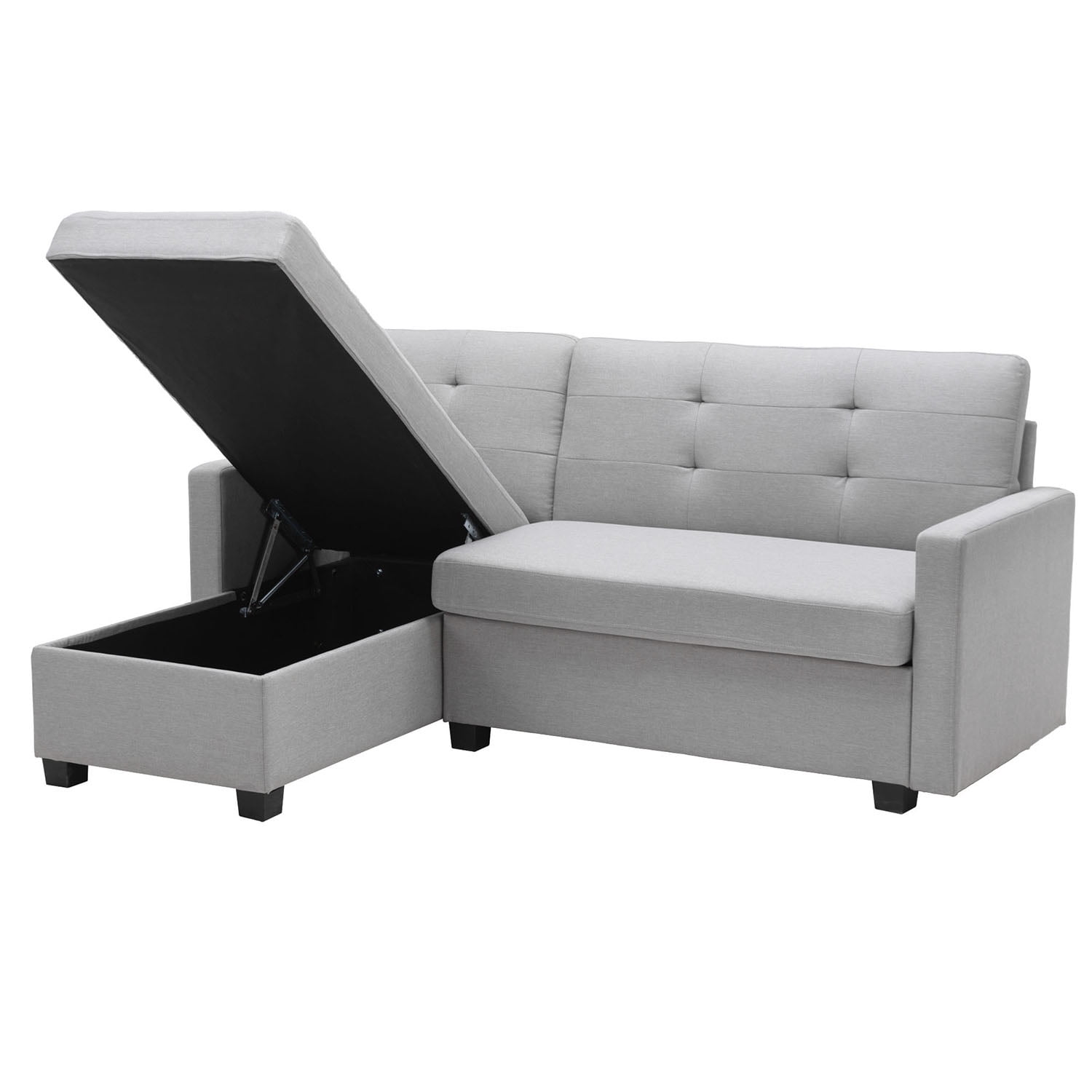 Kepooman L-Shape Convertible Couch Bed, 78.3" Sofa Bed with Storage Chaise, Linen Pull Out Couch Bed for Office, Light Gray Kepooman L-Shape Convertible Couch Bed, 78.3" Sofa Bed with Storage Chaise, Linen Pull Out Couch Bed for Office, Light Gray