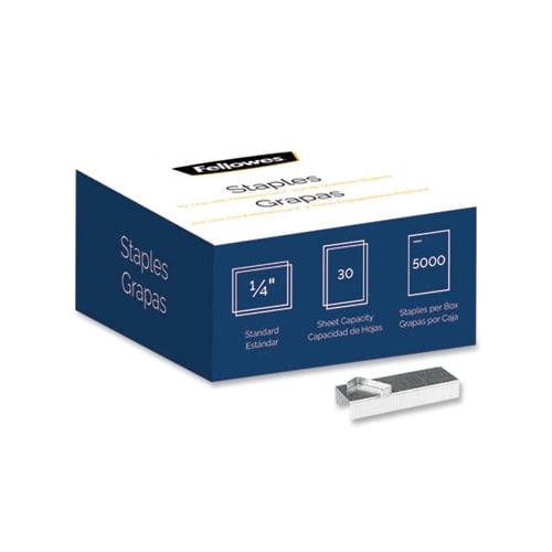 Standard 0.25 Full Strip Staples 0.25" Leg, 0.5" Crown, Steel, 5,000/Pack