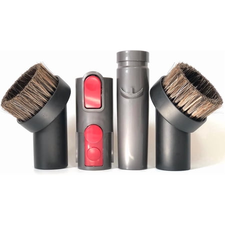 4pcs Horse Hair Brush Vacuum Attachments Compatible with Dy*son V15 V11 V10 V8 V7 V6 Vacuum Attachments Adapter Combo, Horse Hair Vacuum Brushes and Adapter
