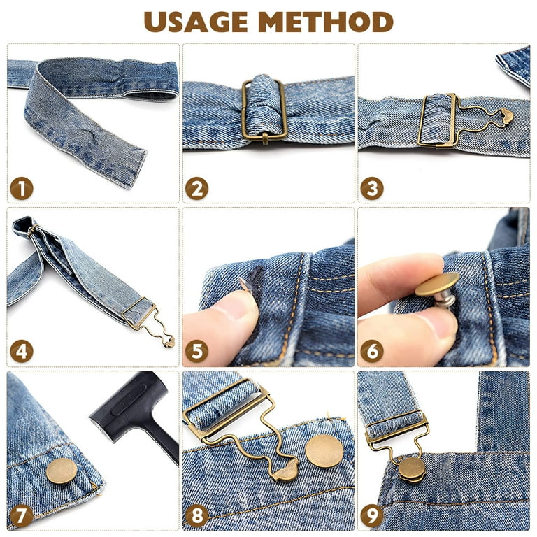 6 Sets Overall Buckles Metal Suspender Replacement Buckles with Buttons for  Trousers Jeans Overalls Clothes 