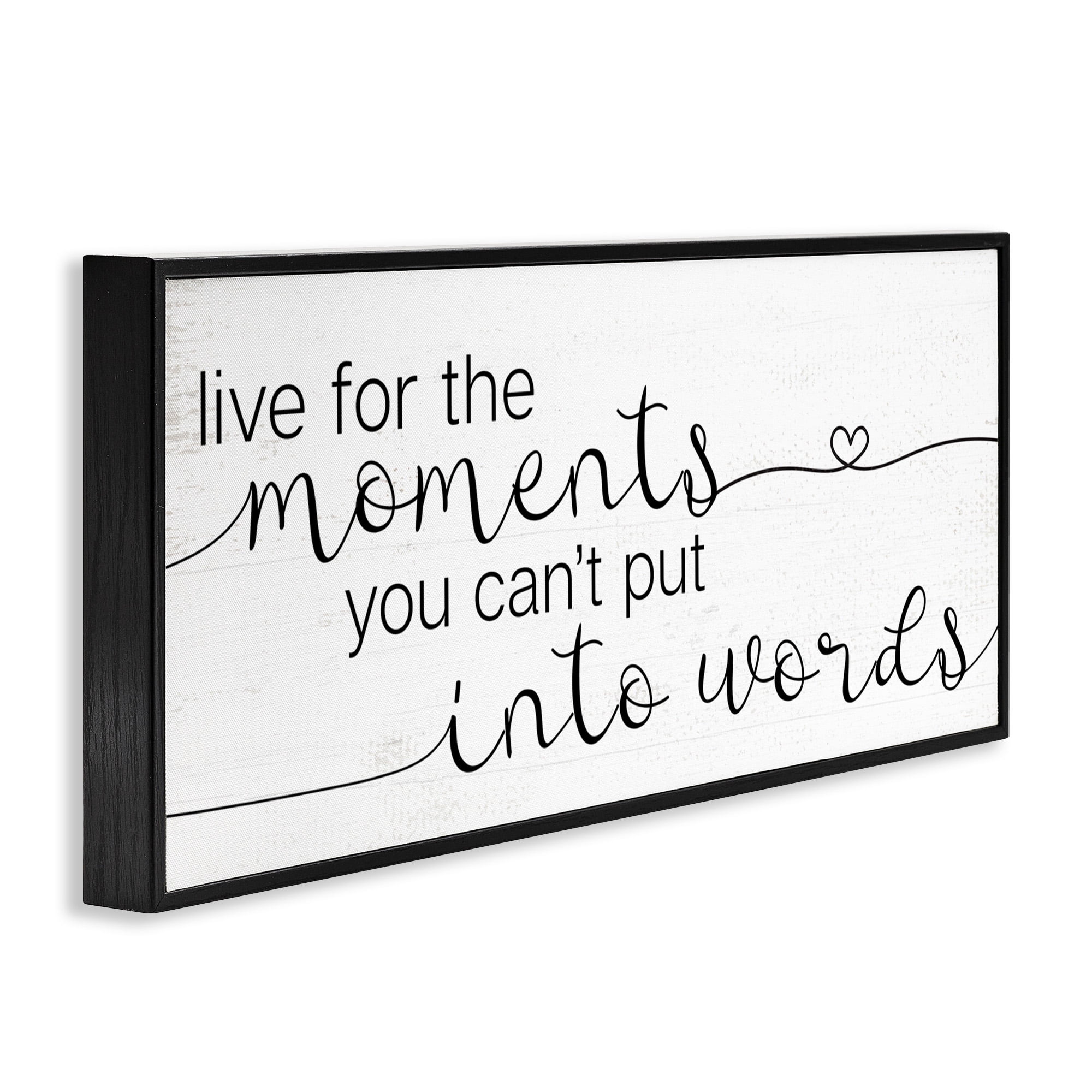 Stupell Industries Live for the Moments Phrase Typography Painting Black Framed Art Print Wall Art, 30 x 13