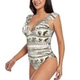 thumbnail image 3 of Yiaed Rice Harvest Print Women's Ruffled One Piece Swimsuit V Neck Swimwear Slimming Monokini for Woman-XX-Large, 3 of 8