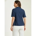 thumbnail image 3 of DARING DIVA Women's Cotton Linen Short Sleeve Blazer for Work Office L Dark Blue, 3 of 5