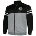 thumbnail image 2 of Men's Fanatics Black/Heather Gray Brooklyn Nets Big & Tall Pieced Stripe Raglan Full-Zip Track Jacket, 2 of 3