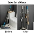 thumbnail image 5 of Luniquz Broom and Mop Holder Wall Mount, Metal Mop and Broom Holder Heavy Duty Broom Organizer Mop Hanger Home Cleaning Supplies for Garden Kitchen Tools with 4 Clips and 5 Hooks, 5 of 7