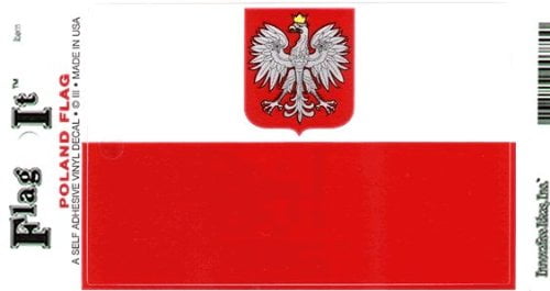 Poland Flag Decal For Auto, Truck Or Boat 3.25" x 5" High Gloss UV... by Officially Licensed ORIGINAL Artwork