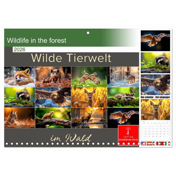 Wildlife in the forest (Monthly Wall Calendar 2026 16.5 x 23.4 (open)), CALVENDO 14 Month Calendar