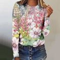thumbnail image 2 of T-shirts à Manches Longues pour Femmes, Col Ras du Cou, Tuniques à Imprimé Floral, Hauts Doux Décontractés, Blouse Coupe Ample, 2 of 5