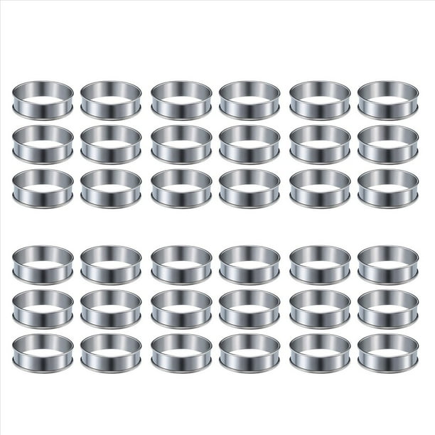 36 Piezas Anillos de Tarta de Muffin Anillo de Tarta de Doble Rollo Anillos de Muffin de Acero Inoxidable Anillo Redondo de Metal Molde para Hacer Alimentos