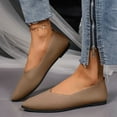 thumbnail image 3 of Rokment Womens Dress Shoes Ballet Flat for Ladies Business Office Work Spring Fall Knit Casual Pointed Toe Dressy Low Heels Comfortable Solid Walking Loafers Brown Size 9, 3 of 6