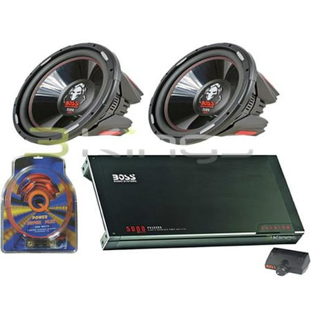 2) Boss P156Dvc 15" 5000W Car Audio Subwoofers+Boss Ph5000D Amp+0Gauge Amp Kit