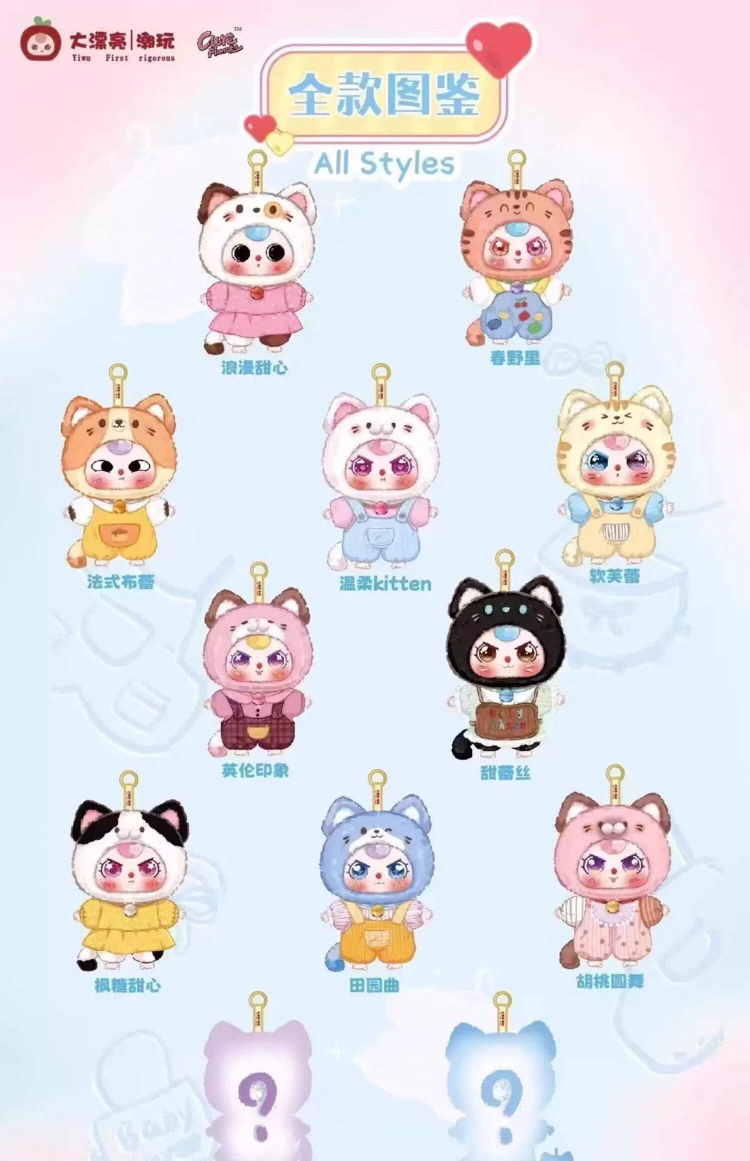 U.C.C. Distributing Baby Three: Cat Wardrobe Series 1pc Keychain Plush Blind Box