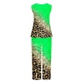thumbnail image 5 of Mikilon Ensemble Stylé pour Femme 2 Pcs Décontracté Ample Débardeur Imprimé Pantalon Long Sans Manches Col Rond Haut/chemise Ensemble Vert TP, 5 of 5