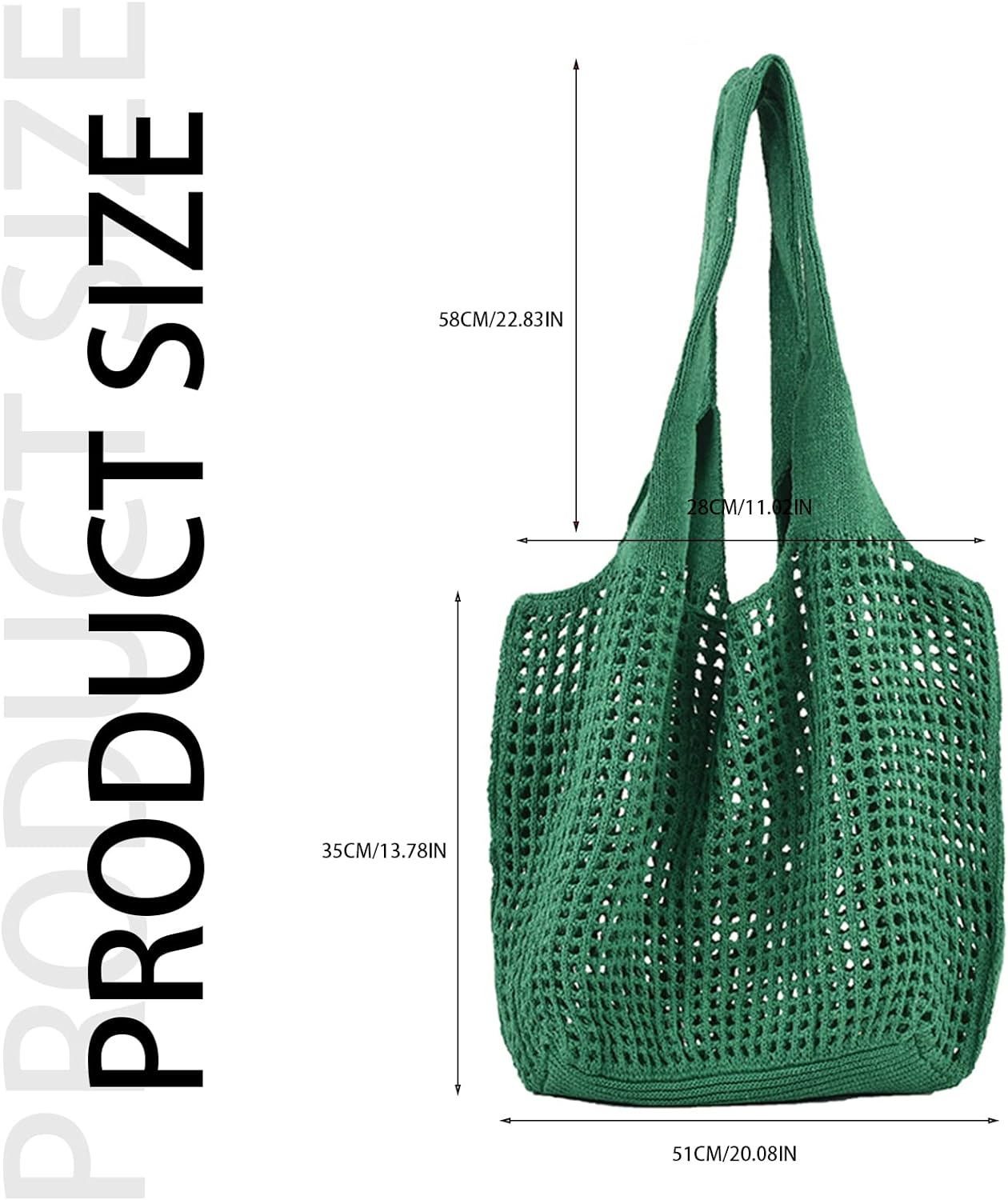 LinYooLi Crochet Tote Bag, Cute Boho Knit Tote Bag Aesthetic Y2K Large Crochet Beach Bag Shoulder Bag Handbag