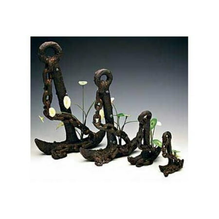 Penn Plax Driftwood Gardens Penn-Plax Sunken Gardens RR800 Resin Anchor with Silk Plants Aquarium Ornament Small ()