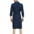 thumbnail image 4 of Aueoeo Men’s Waffles Robe Plus Size Bathrobe Lightweight Spa Soft Sleepwear V Neck Long Sleeve Sleepwear With Pockets Navy M, 4 of 5