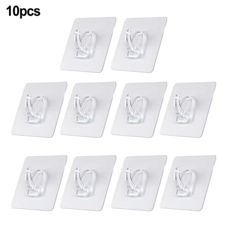 

JINGT 10 New Transparent Strong Self Adhesive Door Wall Hangers Hooks Sticky Seamless