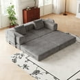 thumbnail image 3 of 72" Convertible Corduroy Sofa Bed,Folding Sleeper Couch with Two Side Storage Pockets & Two Cushions for Living Room,Bedroom,Grey, 3 of 7