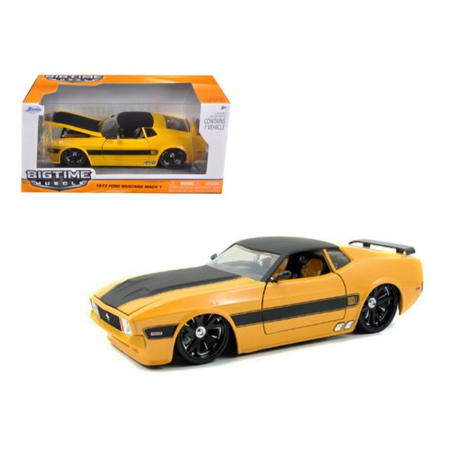 Modelo de coche fundido a presión 1973 Ford Mustang Mach 1 Jada Toys 96764y Amarillo 1/24
