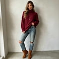 thumbnail image 6 of Women's Turtleneck Knit Sweaters Long Sleeve Pullover Tops, Casual Relaxed Fit Textured Sweater Shirts for Daily Wear, 6 of 6