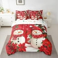 thumbnail image 2 of jejeloiu Lovely Xmas Snowman 7 Pieces Bedding Comforter Set,Amerry Christmas Full Bedding Set,Red Leaves Fitted Sheet Flat Sheet For Girl Teens,Breathable Home Decor Reversible, 2 of 8