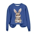 thumbnail image 4 of Penkiiy Chemises de Pâques pour Femmes 2024 Manches Longues Mignon Lapin Col Rond Chandail en Molleton Graphique Lapin Décontracté Été Blouse Tunique Hauts S Bleu, 4 of 6