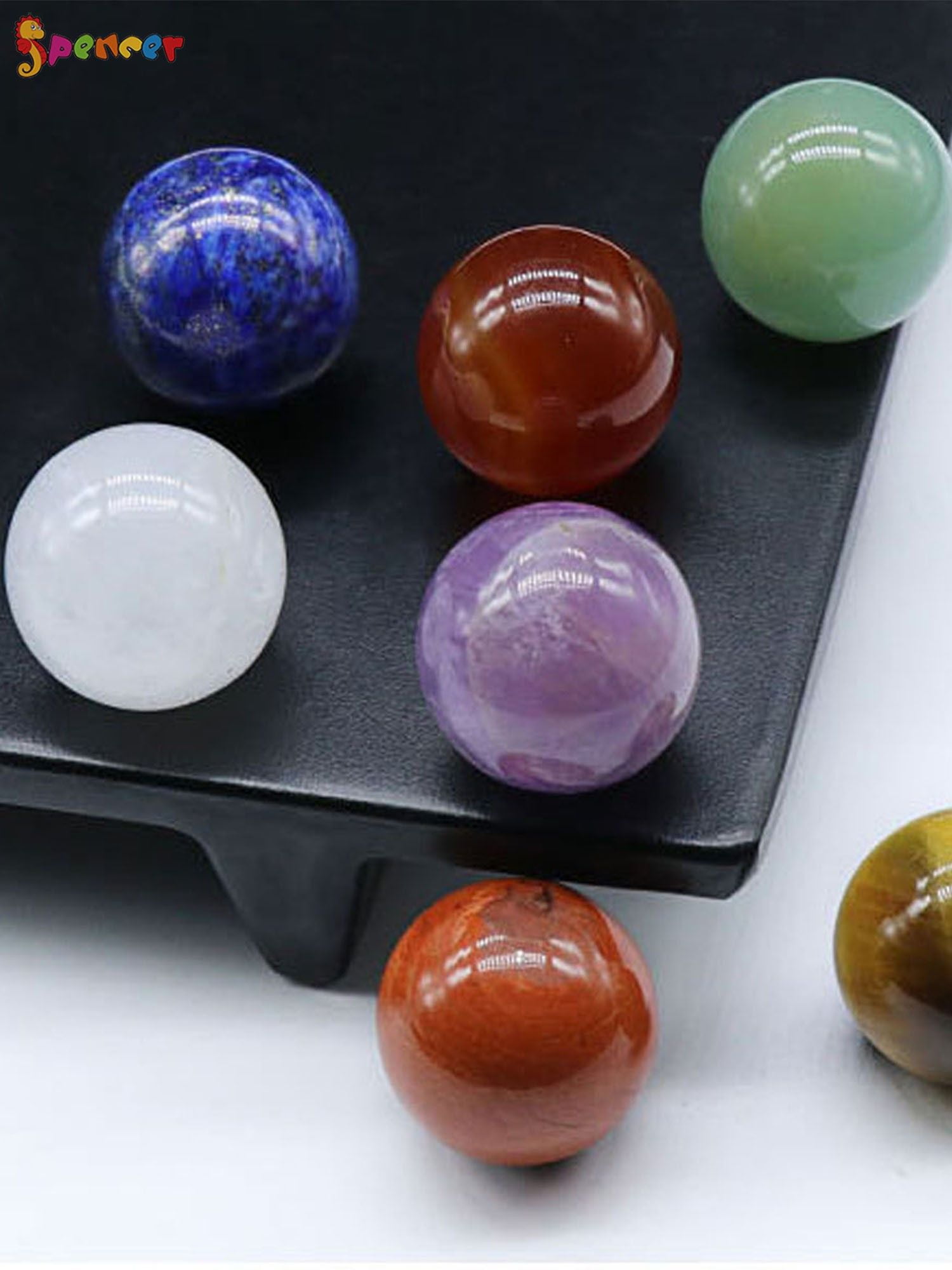 Spencer 7Pcs Star Array Chakra Stones Crystal Sphere Ball Reiki Healing Natural Gemtone for Chakra Healing, Reiki, Good Luck