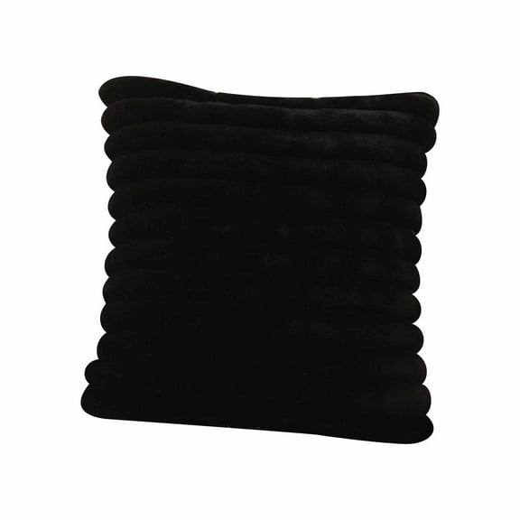 LAMIRO Solid Striped Decorative Pillow 18"x18" Lumbar Pillow Double-Sided Throw Pillow Luxurious Cushion Home Decor for Sofa Bed Living Room,Black