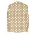 thumbnail image 5 of Blmnix Womens Plus Tops Polka Dot Fall Basic Khaki Oversized Women's Tops Dressy Casual Crew Neck Long Sleeve Blouses, 5 of 6