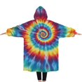 thumbnail image 2 of Oversized Wearable Blanket Hoodie,Colorful Tie Dye Mandala Pattern Sherpa Blanket Hoodie with Super Pockets,Super Warm Fuzzy Pullover for Women & Men, 2 of 6