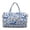 Blue Folk Horse Print, variant on Large Quilted Duffle Bag for Women, Colorful Floral Weekender Overnight Bag Travel Carry On Bag, Gym Dance Tote with Luggage Sleeve & Zipper Pockets
