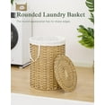 thumbnail image 3 of Laundry Basket with Lid Round Rattan Laundry Hamper with Lid and Handles 29.1 Gal (110 L) Handwoven Woven Basket with Removable Bags and 2 Mesh Bags for Bathroom Living Room Natural, 3 of 14