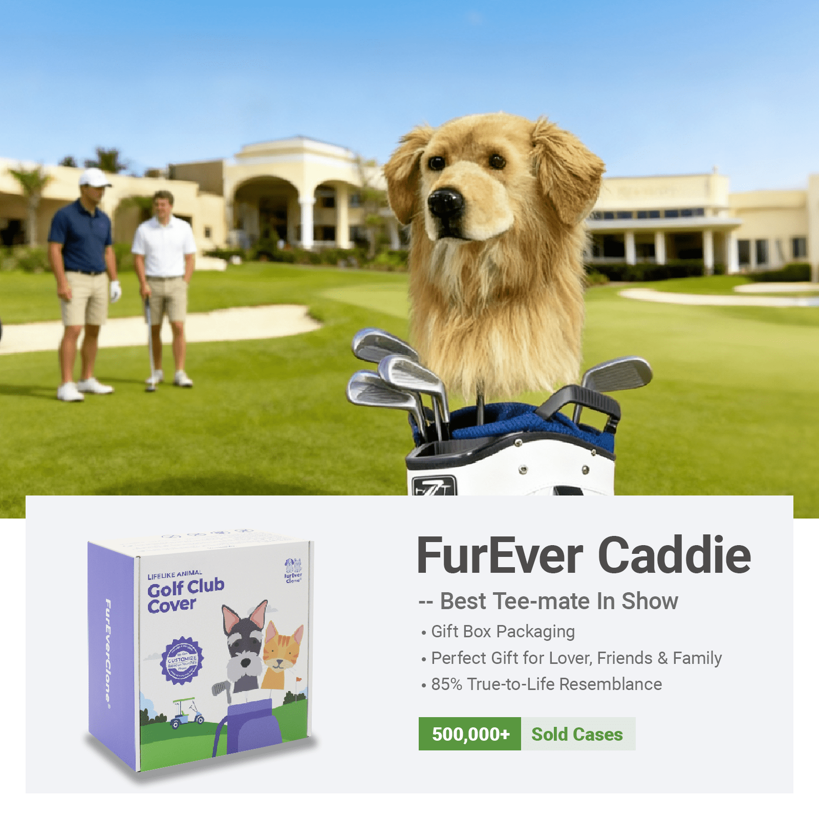 Golden Retriever Golf Club Headcover, Dog Golf Driver & Woods Club Cover, Golden Dog Golf Head Cover