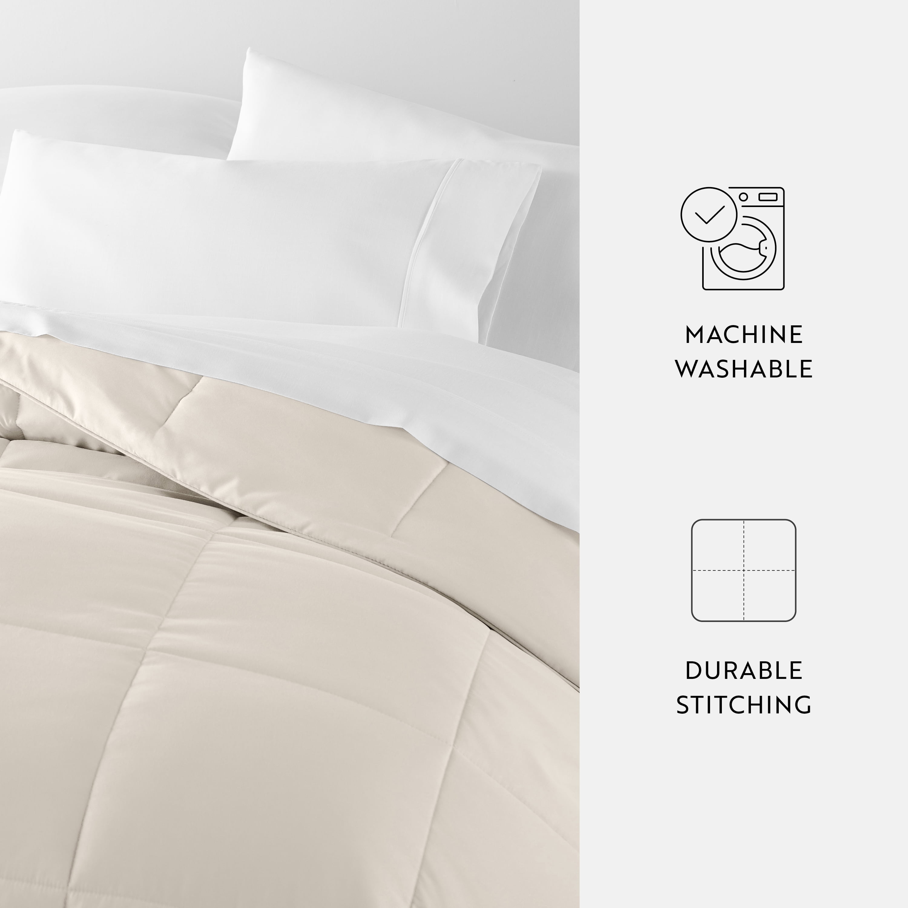 Noble Linens Ivory All Season Lightweight Down-Alternative Solid Comforter, Full/Queen