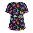 thumbnail image 4 of LHVUOA Plus Size Scrubs for Women Stretch Funny Kitty and Clouds Print Short Sleeve V Neck Working Uniform with Pockets, 4 of 4