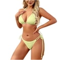 thumbnail image 2 of OSFVNOXV Halter Bikini Sets for Women Triangle Swimsuits Push Up Bikini Bra Soft Padded Backless Swim Top with G-String Thong Clearance, 2 of 7