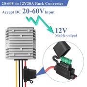 DC DC Converter 20A 240W DC 20V-60V Step Down to 12V Converter DC Converter Voltage Regulator Transformer with Fuse Power Adapter for Car Truck Vehicle Boat