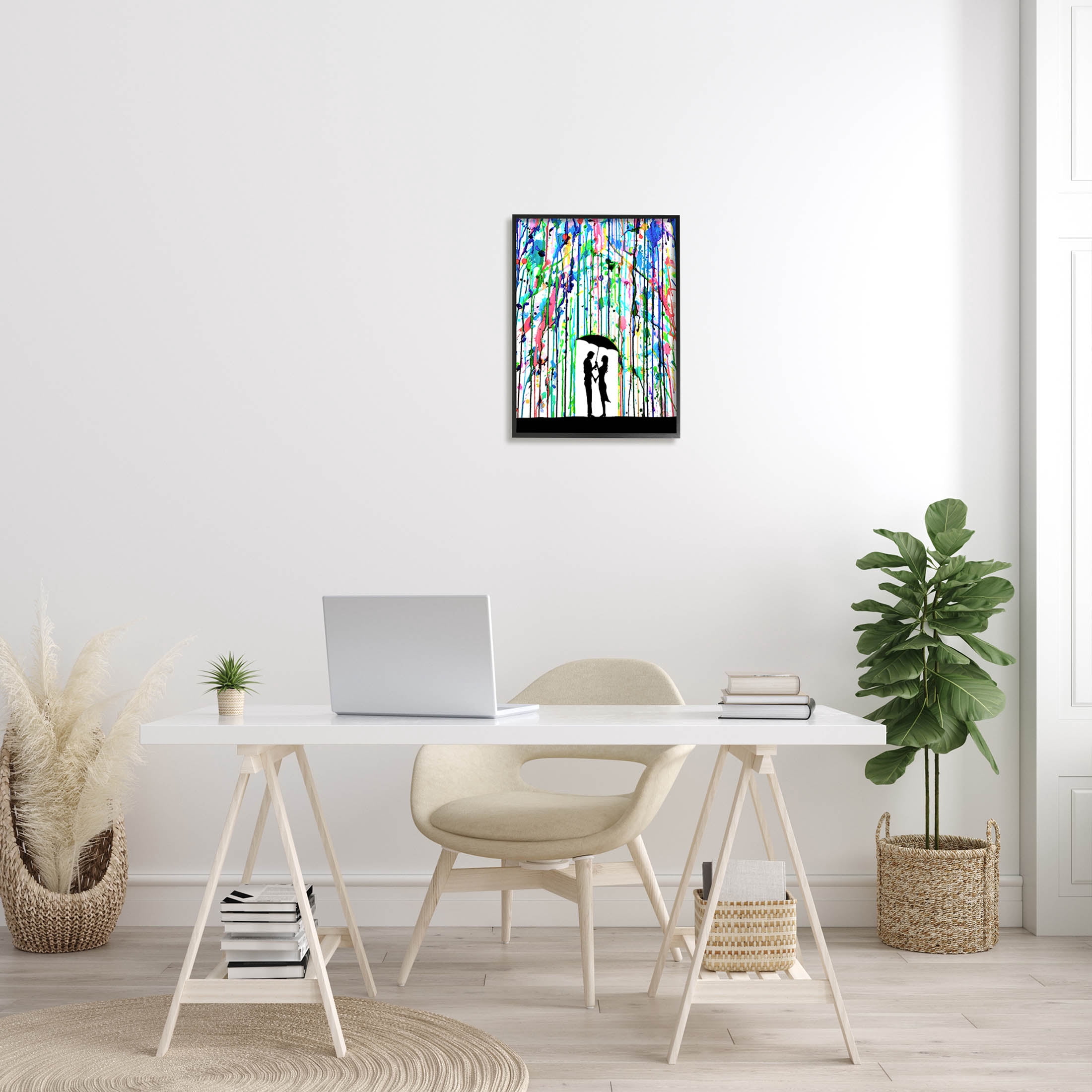 Vivid Couple Urban Drip Rainfall Abstract Graphic Art Black Framed Art Print Wall Art