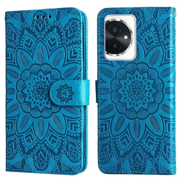 Funda tipo cartera GANGXUN para Honor 100 , diseño girasol, cuero PU, soporte, cierre magnético, tarjetero