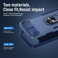 thumbnail image 4 of Phone Case Compatible with iPhone Air, Cover with Magnetic Ring Holder Stand Hybrid Rugged Shockproof Drop Proof Heavy Duty Cell Accessories for iPhone Air Women Men, Blue/Blue, 4 of 10